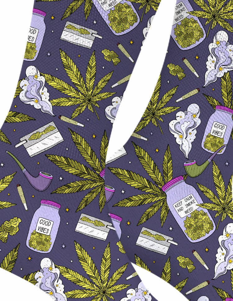 Good Vibes Purps Weed Socks | Unisex