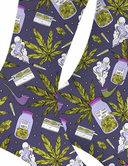 Good Vibes Purps Weed Socks | Unisex