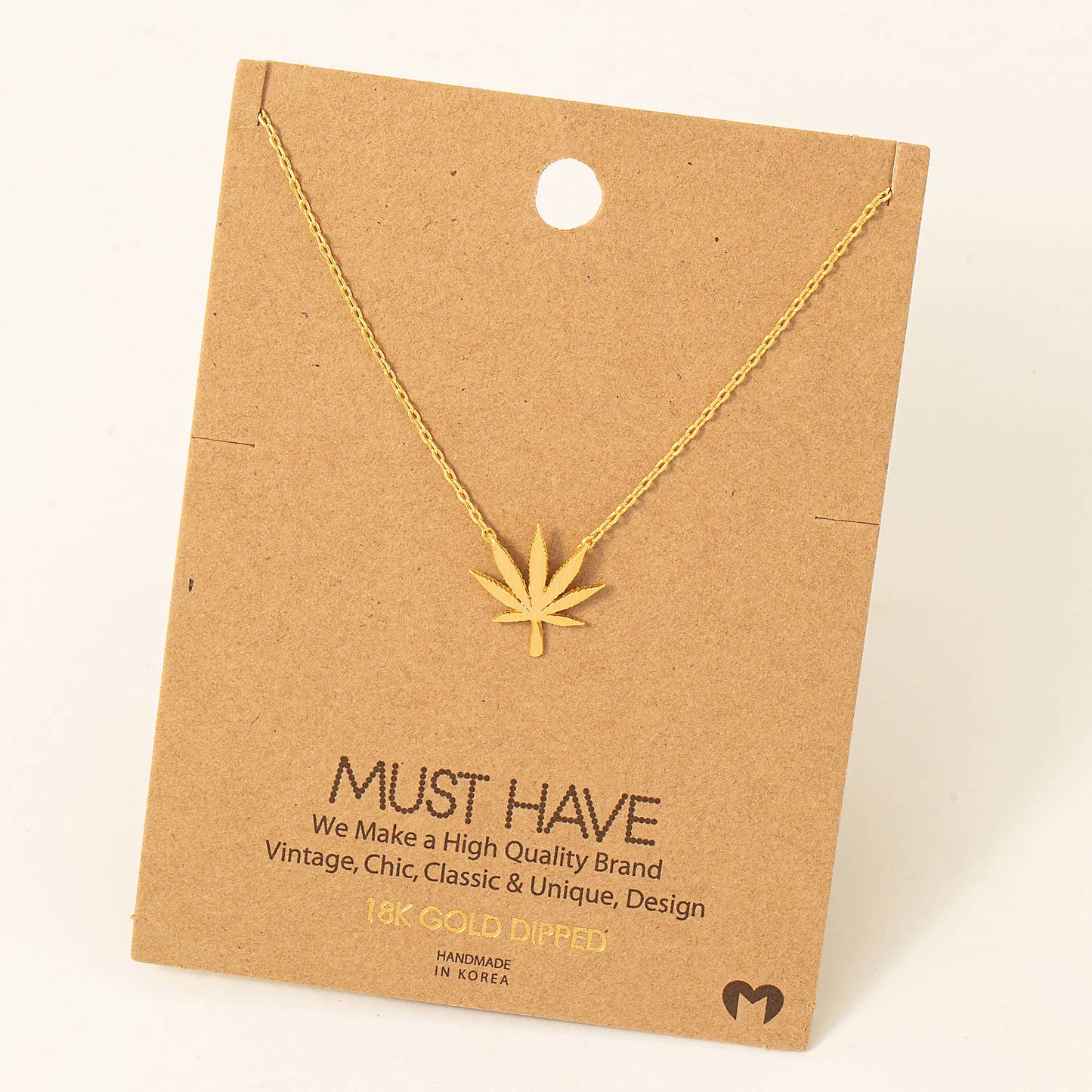Cannabis Leaf Pendant Necklace | Gold Color