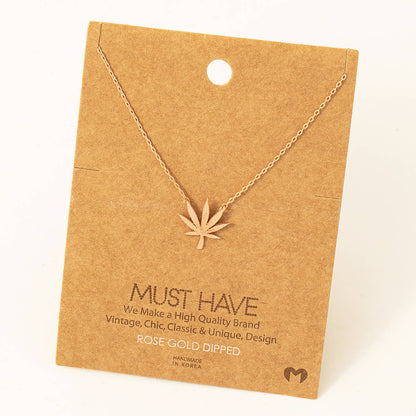 Cannabis Leaf Pendant Necklace | Gold Color