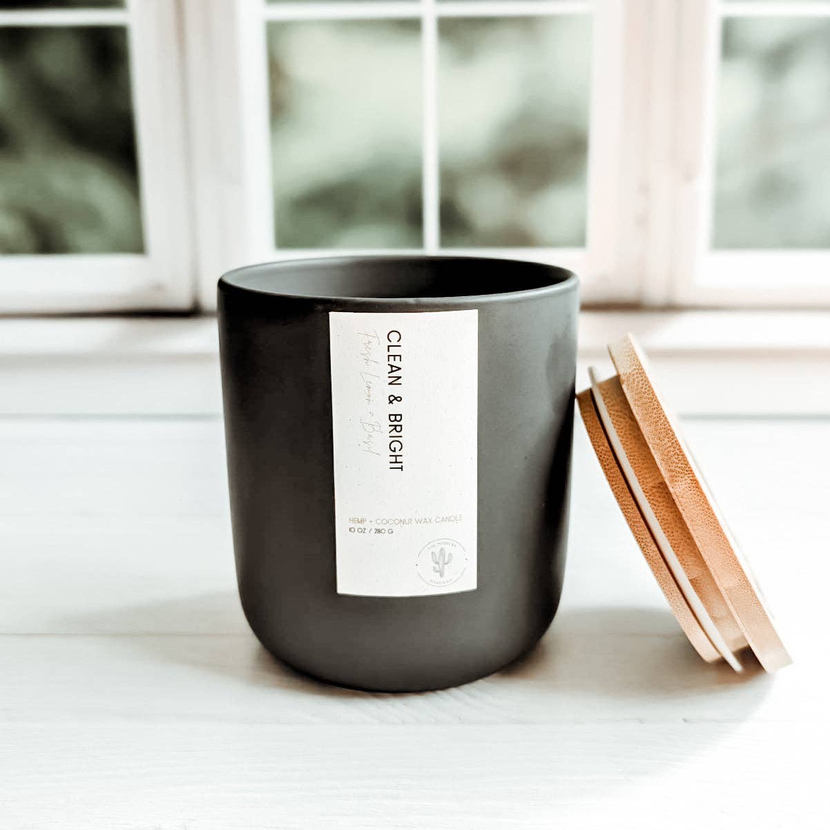 Clean & Bright | Farmhouse Hemp Candle | Lemon Basil | 10oz.