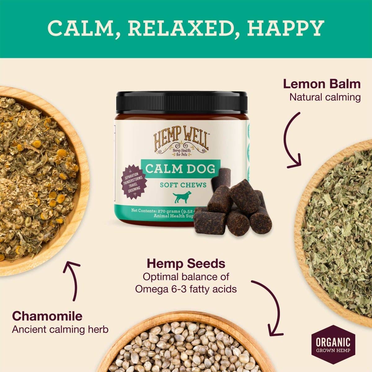 Hemp Well | Calm Dog Soft Chews | 60 Count