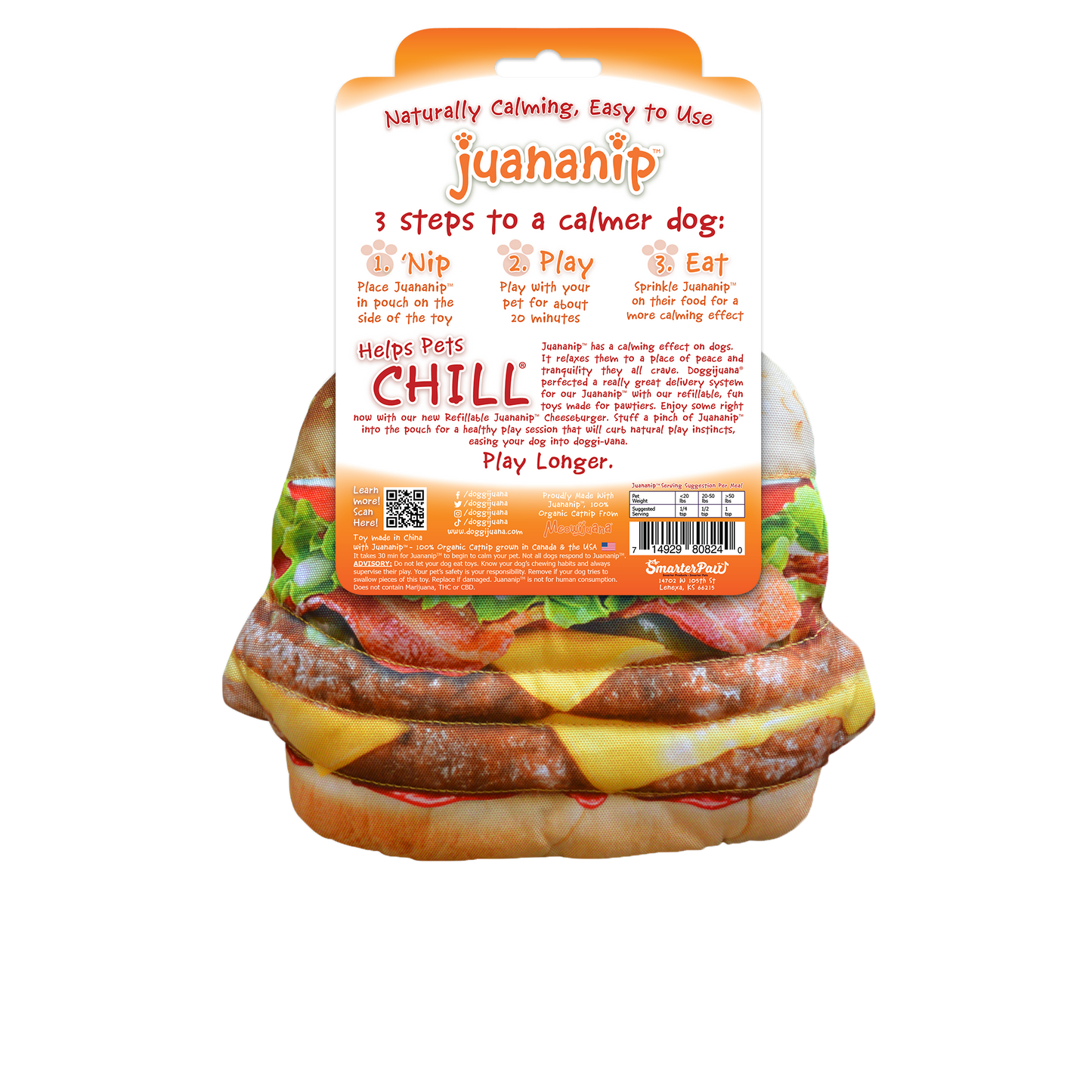 Doggijuana | Get the Munchies ! | Cheeseburger Refillable Dog Toy