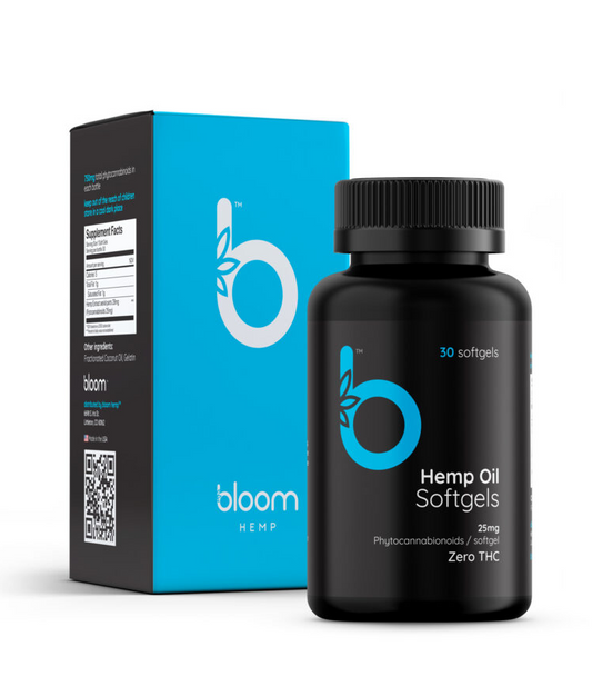 Bloom Hemp | Fundamental CBD Softgels | 30 count | 25 mg | Zero THC