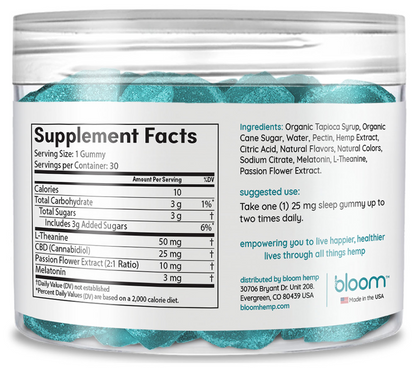 Bloom Hemp | CBD Sleep Gummies | Blue Raspberry | Zero THC
