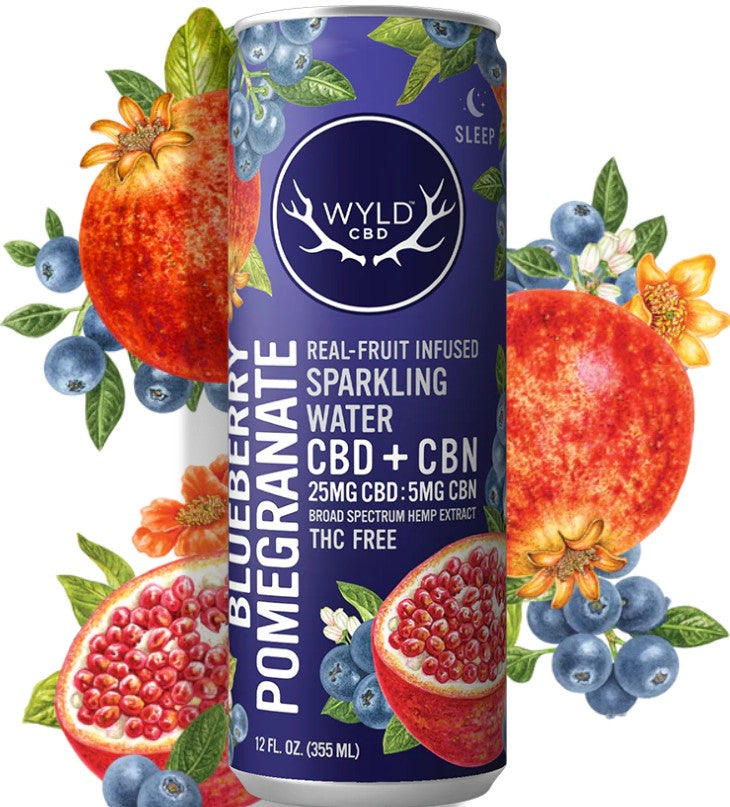 Blueberry Pomegranate CBD Sparkling Water | 25mg CBD : 5mg CBN | WYLD CBD