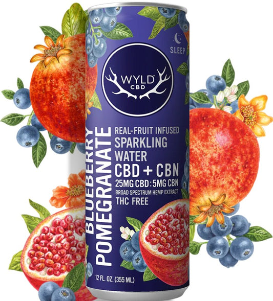 Blueberry Pomegranate CBD Sparkling Water | 25mg CBD : 5mg CBN | WYLD CBD