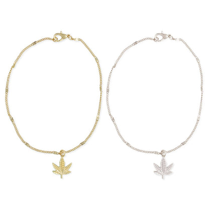 420 Friendly Cannabis Leaf Charm Anklet