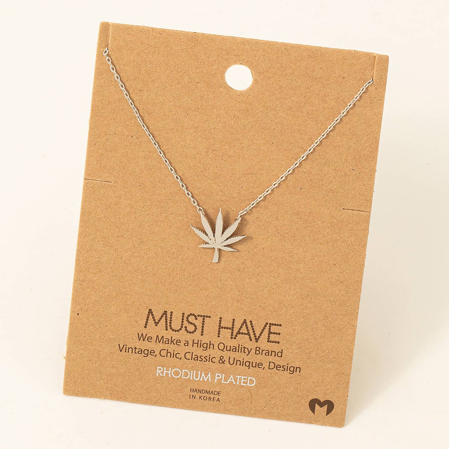 Cannabis Leaf Pendant Necklace | Silver Color