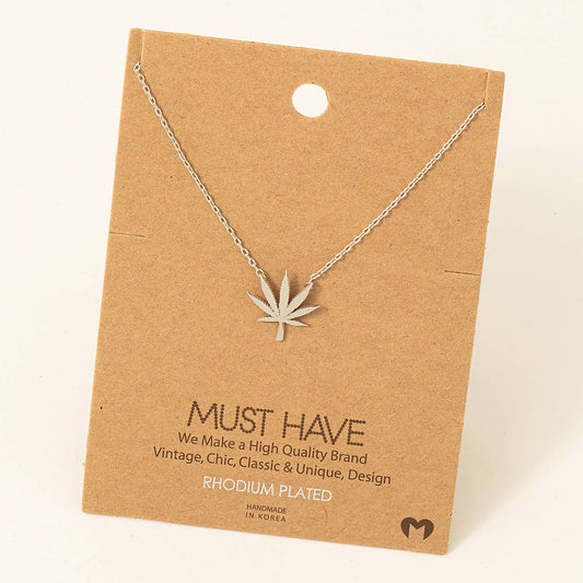 Cannabis Leaf Pendant Necklace | Silver Color