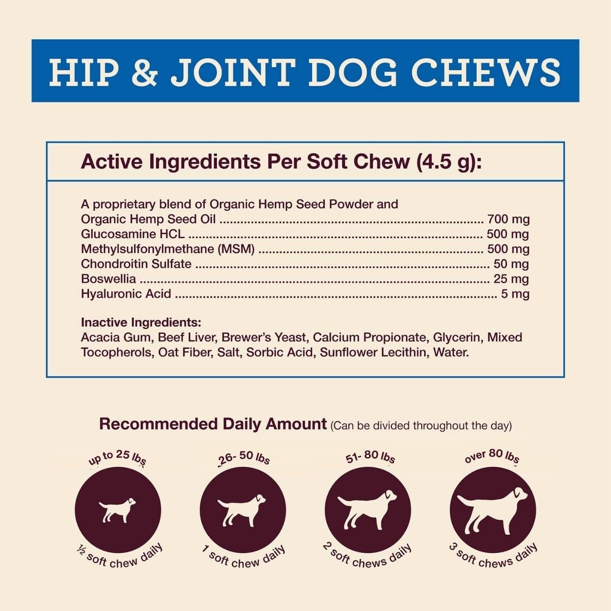 Hemp Well | Hip & Joint Dog Soft Chews | 60 Count
